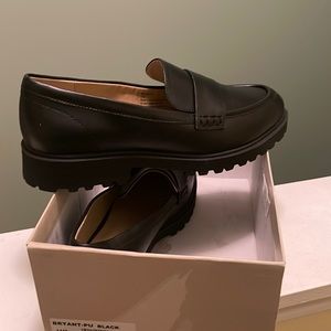 Black leather loafers, size 11. Worn one time!